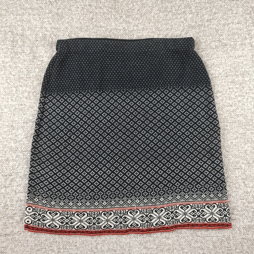 Orvis Mini Skirt Cotton Elegant Black White Patterned Skirt Xs